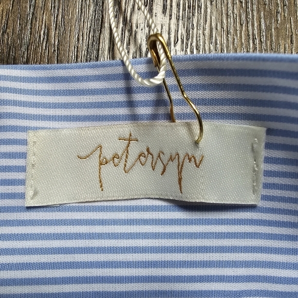 Petersyn X Revolve Wide Leg Tatum Blue/White Pinstripe Pants Size XS - Picture 4 of 17